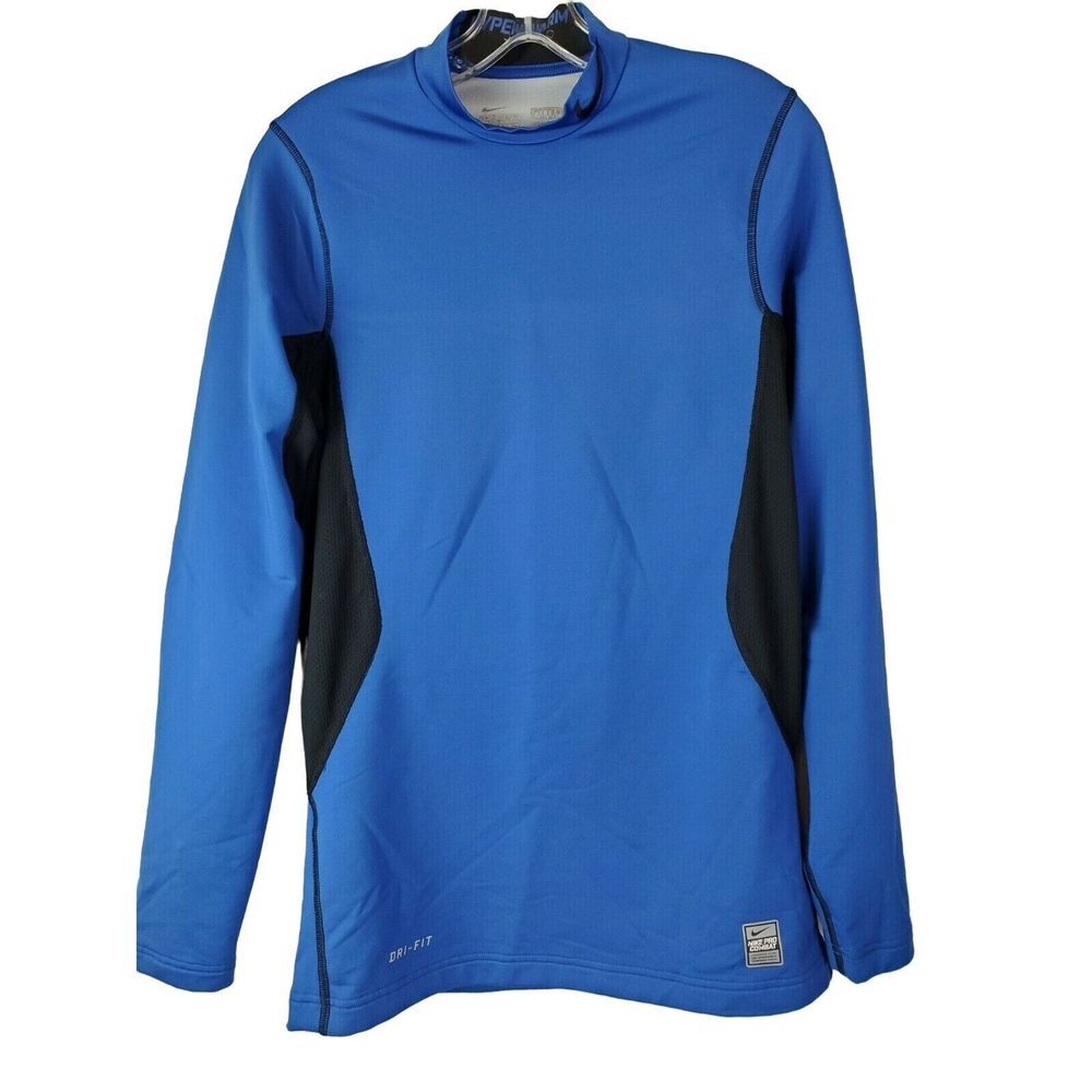 Nike Pro Combat Hyperwarm Pullover‎ Men's S Blue Black Dri-Fit Max